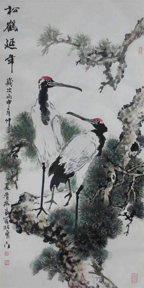 晋葆良《松鹤延年》